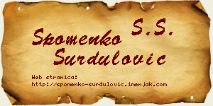 Spomenko Surdulović vizit kartica